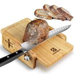 Piklohas Bread Slicer for Homemade Bread, World's First Horizontal Wooden Loaf Cutter with Crumb Tray, Adjustable 3 Slice Thickness for Sourdough, Cake, Toast, and Bagels(Without Knife)