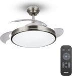 PHILIPS LED Atlas 28W Ceiling Light with 35W Fan, Remote Included. [Cool White - Nickel]. for Ceiling Lighting, Livingroom and Bedroom.