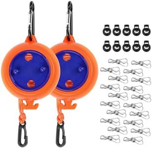 flintronic Corde à Linge Rétractable, 2 X 10m Etendoir Linge de Voyage Portable, Fil à Linge Anti-enroulement, avec 10 Boucles Fixes et 20 Pinces Coupe-Vent, pour Intérieur, Extérieur, Camping Voyage