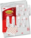 Command Large Utility Hooks, Damage Free Hanging Wall Hooks with Adhesive Strips, No Tools Wall Hooks for Hanging Christmas Decorations, 7 White Hooks and 12 Strips