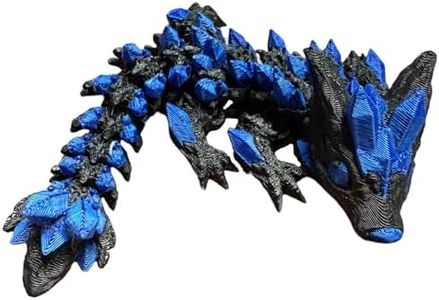 Forge 3D - 5" 3D Printed Dragon (Wolf Design) with Articulating Parts - Unique Collectible Figurine - Black and Blue