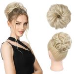 REECHO Messy Bun Hair Piece, Thick Tousled Updo Elastic Hair Bun Hair Piece for Women Synthetic Ponytail Extensions Messy Hair Bun Donut Hair Accessories Hair Scrunchies - Light Blonde