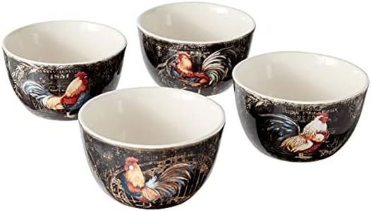 Certified International Gilded Rooster Set/4 Ice Cream Bowl 5.25", Assorted Designs,One Size, Multicolored