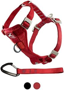 Kurgo Tru-Fit Crash Tested Dog Harness, Enhanced Strength Dog Vest, Dog Safety Harness With Pet Seat Belt Tether for Car, Medium, Red