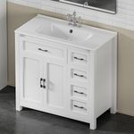 Generic Findepot 36"" Bathroom Vanity with Sink,Undermount Ceramic Sink Bathroom Cabinet with Soft Closing Door and 4 Storage Compartments (White, 36 Inch)