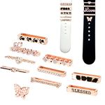 SAVITA 10pcs Watch Band Charms, Glitter Diamond Decoration Smart Watch Charms Compatible with Apple Watch Bands Buckle Metal Ornament for Iwatch Series 7 6 5 4 3 2 1(Rose Gold, without Strap)