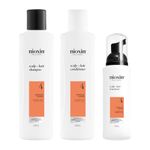 Nioxin Scalp + Hair Thickening System 4 Kit - Hair Treatment System for Coloured Or Dry Damaged Hair with Progressed Thinning - Shampoo, Conditioner & Scalp Treatment (150+150+40ml)