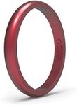 Enso Rings Halo Elements Silicone Ring – Stackable Wedding Engagement Band – Thin Minimalist Band – 2.54mm Wide, 1.5mm Thick – Ruby-Colored, Size 5