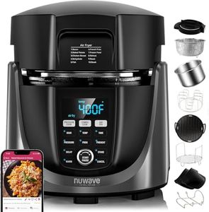 Nuwave Duet Air Fryer, Electric Pressure Cooker & Grill Combo, 540 IN 1 Multicooker with 2 Removable Lids, Slow Cook, Sears, Sautés, 18/10 SS Pot, Sure-Lock Safety Tech & 9 Deluxe Accessories