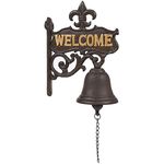 Cast Iron Bell for Front Door, Antique and Vintage Style Outdoor Dinner Bell, Mountable, Loud Welcome Bell for Home Decor, Church, School (Black, 6.7x8.9x0.8 in)