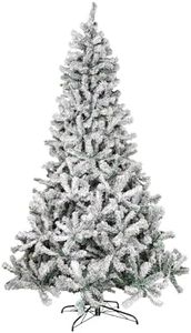 Samuel ALEXANDER 8ft (2.4m) Snow Flocked Artificial Christmas Tree with Green Metal Stand and 1017 Tips