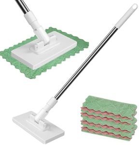 Disposable Dust Mop with 4 Reusable Cloths, 39" Long Handle Wet and Dry with Locking Head, Wet & Dry Mops with Disposable Cloth for Multi Surface Cleaning All Rags Can Be Installed