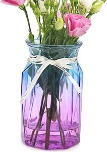 OFFIDIX Flower Vase, Gradient Multicolor with Geometric Faceted Design Art Decorative Glass Vase for Wedding, Dinning, Bookshelf, Home Decoration or Gift