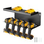 Iron Forge Tools Power Tool Organizer for Shop & Garage - Heavy Duty Wall Mounted Rack With Hand Tool Storage Shelf & 5 Drill Storage Slots - Fully Assembled Steel Workshop Organization and Storage