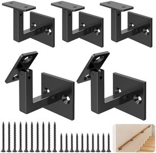 5 pack 304 Stainless Steel Adjustable Swivel Handrail Bracket for Staircase , Square Stair Railing Bracket (Matt Black)