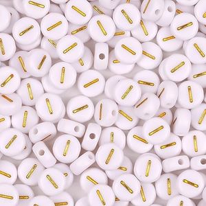 Auvoau 300Pcs Letter Beads I 4X7mm Gold Alphabet Beads Acrylic Round Shape Loose Beads for Name Bracelets Necklaces Key Chains DIY Jewelry Making (I)