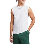 Champion Men's Sleeveless, Sport Tank, Moisture Wicking, Muscle T-Shirt (Reg. Or Big & Tall), White, Large