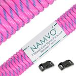 NAMVO 550 Paracord Mil Spec Type III 7 strand parachute cord Total Length 100ft / 30 Meters, Pink blue and white dot