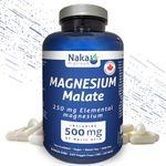 Naka Platinum Magnesium Malate, 250 mg Elemental magnesium,(180+50 vcaps FREE) 500mg of Malic Acid, Made in Canada