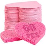 60-Count Compressed Facial Sponges | Makeup Remover Sponges | 100% Natural Cosmetic Spa Sponges for Facial Cleansing | Exfoliating Mask | Face Scrubber (Heart)