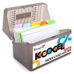 Koogel 3x5 Index Card Box, Index Card Organiser Case with 10 Plastic Dividers and 100 Ruled Index Cards Card File Box for Flash Cards Business Cards School Office