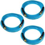 Coilhose Pneumatics PFE61006T Flexeel Reinforced Polyurethane Air Hose, 3/8-Inch ID, 100-Foot Length with (2) 3/8-Inch MPT Reusable Strain Relief Fittings (3 Pack, Transparent Blue)