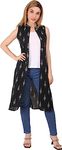 Women Indo Western Floral Printed Ethnic Long Cotton Sleeveless Open Front Plus Size New Shrug Fancy Ladies Summer Cardigan Dress Bolero Jacket Clothing Online Black