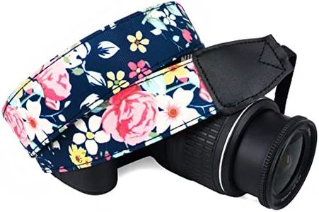 Wolven Pattern Canvas Camera Neck Shoulder Strap Belt Compatible with All DSLR/SLR/Men/Women etc, (Dark Blue Floral)