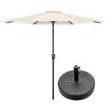 Simple Deluxe 9FT Outdoor Patio Umbrella Table Market Umbrella with Push Button Tilt and Crank and 50lbs Base Stand, for Garden, Lawn, Deck, Backyard, Pool, Creamy White