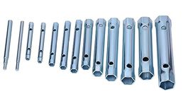 GREYTEN Tubular Spanner Set, 14Pcs Dual-Ended Wrench Socket Plumber Back Nut Tap Spark Plug Spanner Set Extended Spark Plug Wrench (6/7mm to 30/32mm), Tubular Box Spanner Wrench Set