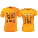 Hangout Hub Boy's & Girl's Round Neck T-shirt My Sister Brother has the Best Brother Sister (Yellow;Boys-8-10Yrs;Girls-0-2Yrs ;) Pack of 2 Kids Sibling Family T-shirts