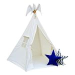 Play Tents Teepee Tent with Cushions Mat Flags & Windows, Assemble and Portable, Foldable Design & Lightweight, Play Tents for Kids Age 10 to 12 Years (Color-Grey, Fabric- Cotton)