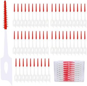 Maoerdental 300 Pieces Dual-Use Interdental Brushes Soft Silicone, Disposable Dental Picks,Premium Dental Floss Picks for Effective Teeth Cleaning(Red)