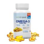 Alpspure Nutra Omega 3 Fish Oil 1000 Mg Fatty Acid Capsules || 60 Softgels | 180Mg EPA & 120Mg DHA | Supports Healthy Heart, Joints, Skin, Brain & Eyes | For Men & Women | Omega3 fatty acids