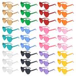 NACHLYNN 36 Pcs Heart Sunglasses for Women 12 Colors Rimless Heart Shaped Sunglasses Transparent Candy Color Heart Glasses for Party Favors