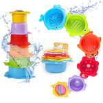 Adalex Global Baby Stacking Cups Plastic Cups Toddler Bath Toys Stack Cup Baby Toy Activity Nesting Cup 6 Set