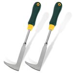 FengWu 2 Pack 13" Crack Weeder Crevice Weeding Tool with Garden Gloves, Stainless Steel Manual Weeder Lawn Yard Gardening Hand Tool (L-Shape)