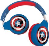 LEXIBOOK HPBT010AV Avengers Marvel 2-in-1 Bluetooth Headphones Stereo Wireless Wired, Kids Safe, Foldable, Adjustable, red/Blue