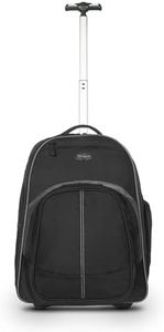 Targus 16" Compact Rolling Laptop Backpack – Travel Laptop Bag with Wheels, Telescoping Handle & Padded Compartment, Black - TSB750US