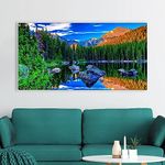 DEKORSTATION Mountain Natural Scenery Floating Framed Canvas Wall Painting for Living Room Bedroom drawing room Hall Office Decoration (48 Inch x 24 Inch)