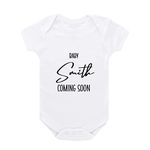 Customizable Baby Bodysuits - Baby Coming - Pregnancy Announcement - White/Short sleeve - 100% cotton - Newborn/3M size