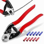 Stainless Steel Wire Cutters - Wire Cutters Heavy Duty with 10 Pcs Bike Brake Cable Cap End Tips, Wire Rope Cutter for Up to 5/32" Hard Steel Cable Wire Rope and Bike Spring Wire, CR12, Series CT1