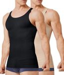 TAILONG 2 Pack Compression Shirt Men Slimming Body Shaper Vest Sleeveless Tank Top Workout Shirts