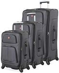 SwissGear Sion Softside Expandable Luggage, Dark Grey, 3-Piece Set (21/25/29)