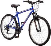 Pacific Mountain Sport Adult Hardtail Mountain Bike, Men and Women, 26-Inch Wheels, 18 Speed Twist Shifters, Front Suspension, Steel Frame, Blue