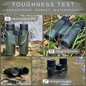 PURSUAL 10x42 HD Binoculars – Compact Waterproof BAK-4 FMC for Bird Watching, Sports, Travel