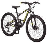 Mongoose Status 2.4 Mens and Womens Mountain, 27.5-Inch Wheels, Aluminum Frame, Dual Suspension, Dark Silver