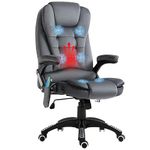 Vinsetto Office Chair, Ergonomic Desk Chair with 6-Point Massage and Back Heated, Velvet-Feel Fabric Computer Gaming Chair with Adjustable Arms, Lumbar Support, Gray