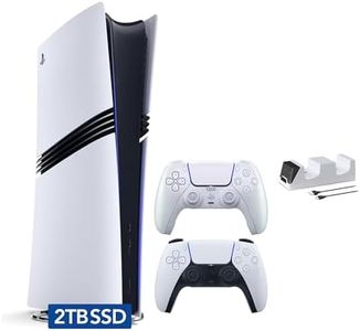 Sony PlayStation 5 Pro 2TB SSD Digital Console with Two Controllers, White and Chroma Pearl DualSense and Dual Controller Charger - Flagship PS5 Pro Console