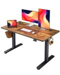 FEZIBO Height Adjustable Standing Desk, 48 x 24 Inches Electric Stand Up Table, Sit Stand Home Office Desk, Black Frame/Rustic Brown Top